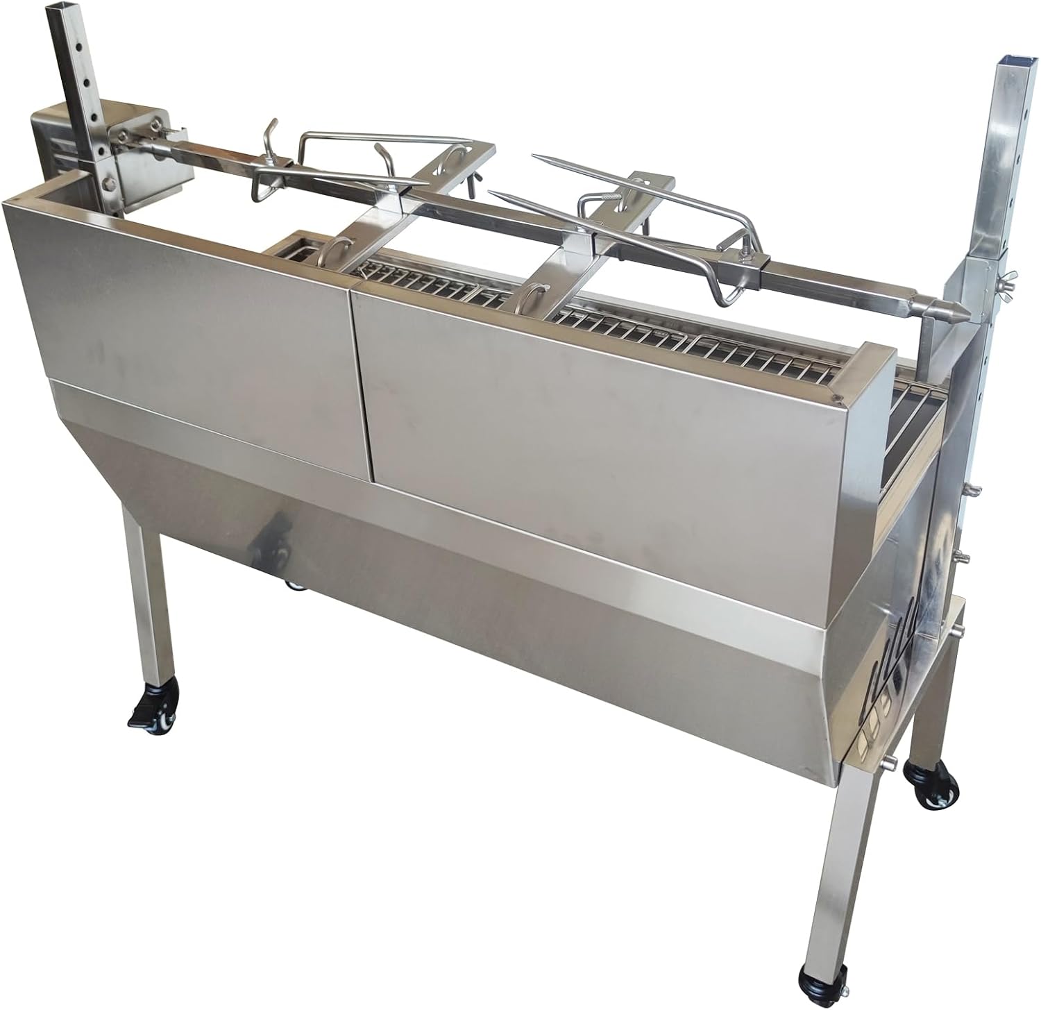Rotisserie Charcoal Grill, Stainless Steel BBQ Grill with Adjustable Height, 35.4' Portable Grill for Outdoor Parties and Backyard Use 110V 15W