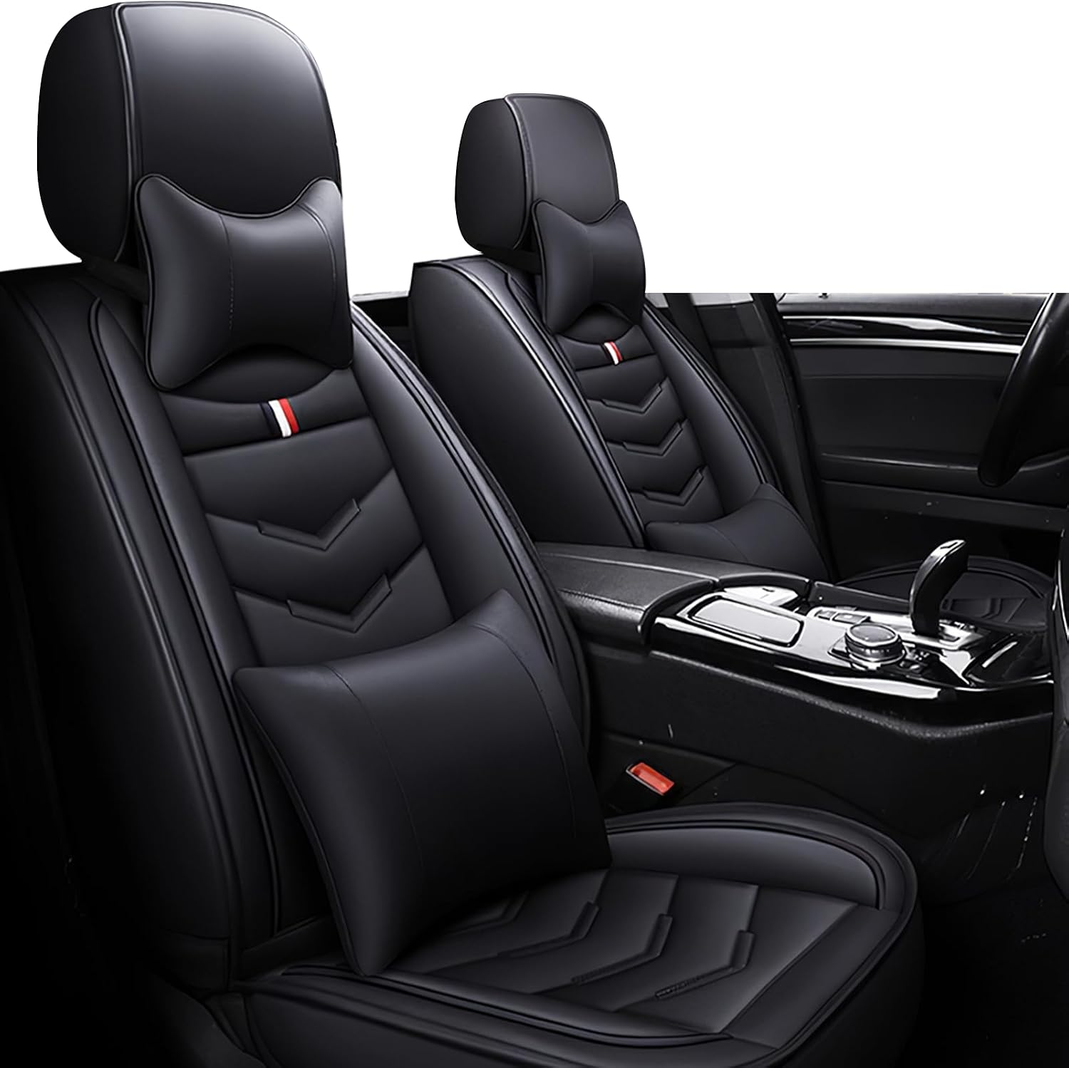 Car Seat Covers Fit for Ford Explorer 2000-2025, Leather Seat Covers for Car, Waterproof Non-Slip Durable Car Seat Protector(2 Seats with Pillow,Black)