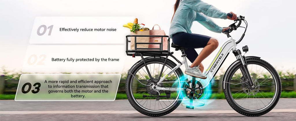 750 Peak Electric Bike for Adults,up 80 Miles Removable Battery Ebike, 26' Electric E Bike with 7-Speed,Adult Electric Bicycles for Commute Beach Snow White Womens All Terrain