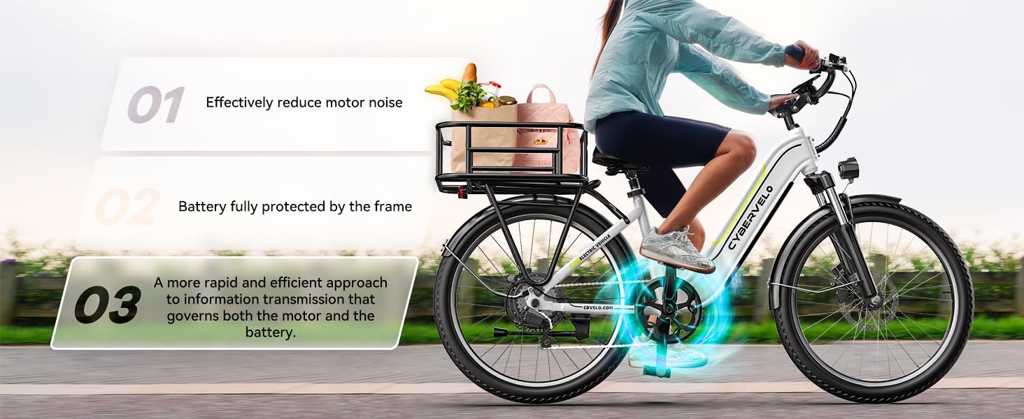 750 Peak Electric Bike for Adults,up 80 Miles Removable Battery Ebike, 26' Electric E Bike with 7-Speed,Adult Electric Bicycles for Commute Beach Snow White Womens All Terrain