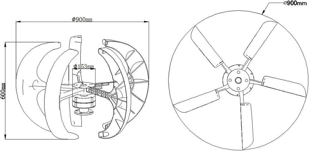 2000W New Energy Vertical Wind Turbine Windmill Generator Kit, 5 Blade Low Noise Lantern Windmill Generator 12V 24V 48V Suitable for Wind and Solar Systems
