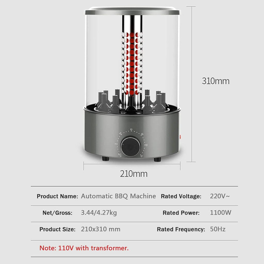 0 Outdoor Vertical Rotisserie Oven 1100W, Electric Smokeless BBQ Grill, Rotisserie Shawarma Machine for Home Use Infrared Roaster Oven