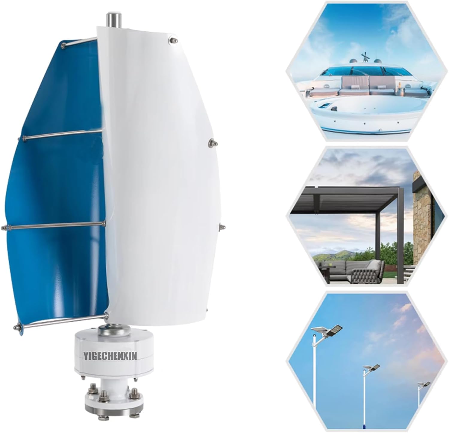 Vertical Spiral Generator Set, 3000W 3 Phase AC Permanent Magnet Generator Wind Turbine Kit with Controller for Hybrid Wind Solar System (12V-220V)