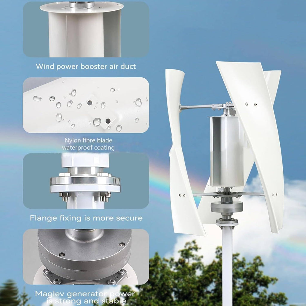 Wind Turbine Generator Kit,3000W Magnetic Levitation Upright Wind Turbine 12V 24V 48V 220V with Waterproof Charge Controller Electricity Producer Equipment for Home RV Roof 24V