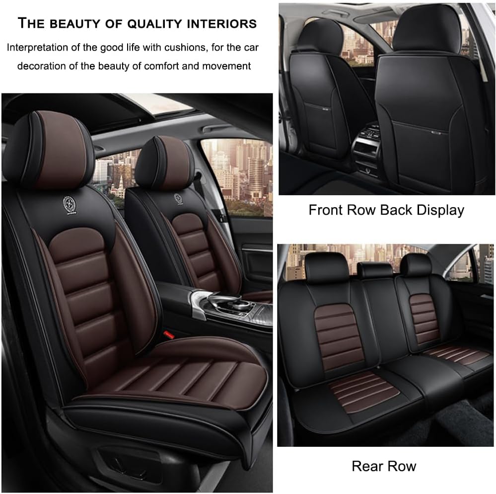 5 Seat Covers for Mini Cooper/Countryman/One Leather Car Seat Covers Waterproof Non-Slip Soft Seat Protectors Comfort Auto Seat Covers with Airbag（Standard,Black+Coffee）