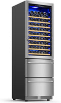 Velivi 24 Inch Wide Wine and Beverage Refrigerator With Dual Drawer, 2 IN 1 Dual Zone Wine Cooler, Built-In or Freestanding Beverage Fridge, for Home Bar Kitchen, Hold Up To 107 Bottles and 149Cans