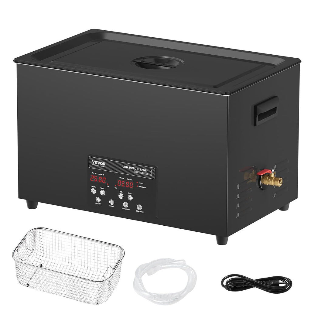 VEVOR 30L Sonic Cleaner, 600W Digital Ultrasonic Cleaning Machine with Upgraded Degassing and Gentle Mode, 40kHz Industrial Ultrasound Cleaner with Timer and Heater for Retainer Jewelry Tools