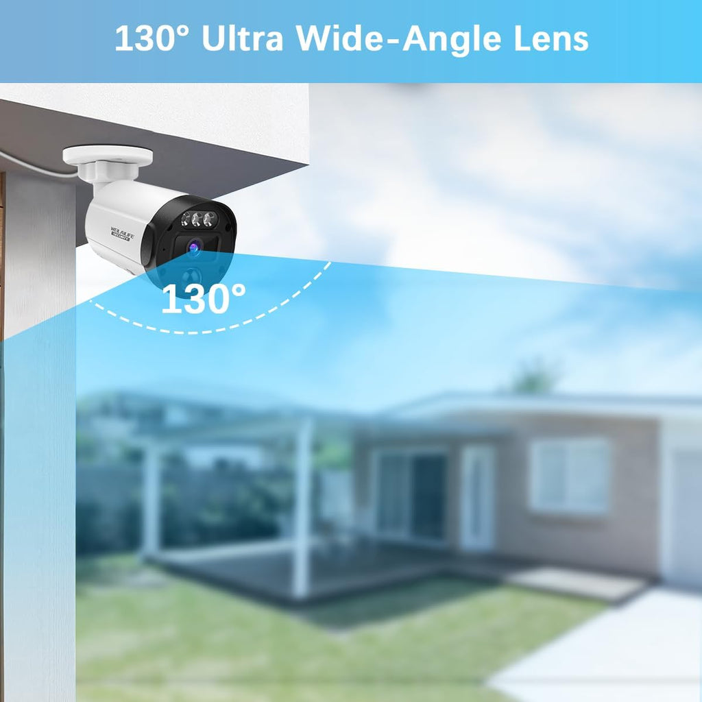 【2-Way Audio & 130° Ultra Wide-Angle】 4K 8MP Outdoor Wired Security Camera System, Wired Home Security Camera System, Home Surveillance DVR Kits