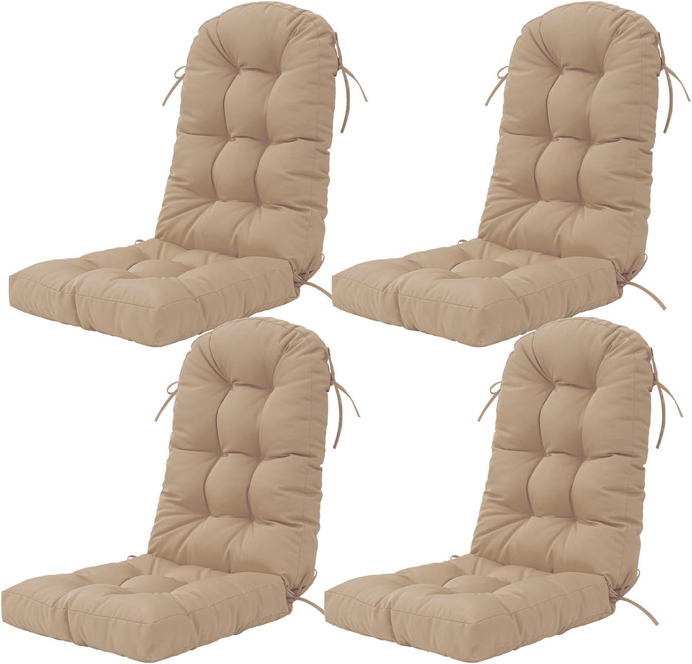 Outdoor Rocking Chair Cushion Set of 4 for Adirondack Chair, High Back Patio Outdoor Seat Chair Cushion 49x19in,Beige