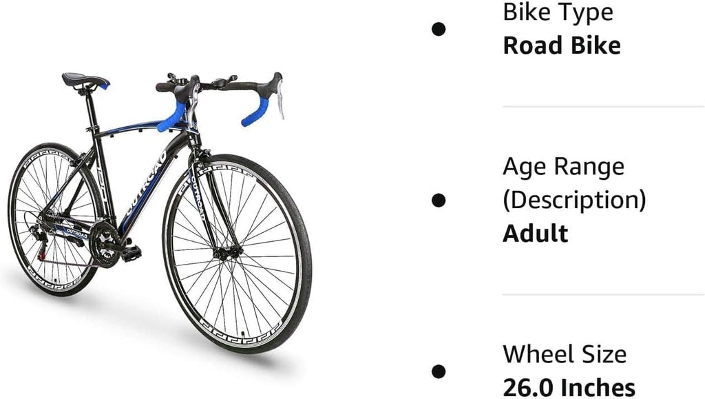 700C Wheel 21/14 Speed Road Bike with Light Weight Aluminum Alloy Frame, Commuter Bicycle with Dual Disc Brakes for Men and Women, Adult Faster Racing Bike, Red/Blue