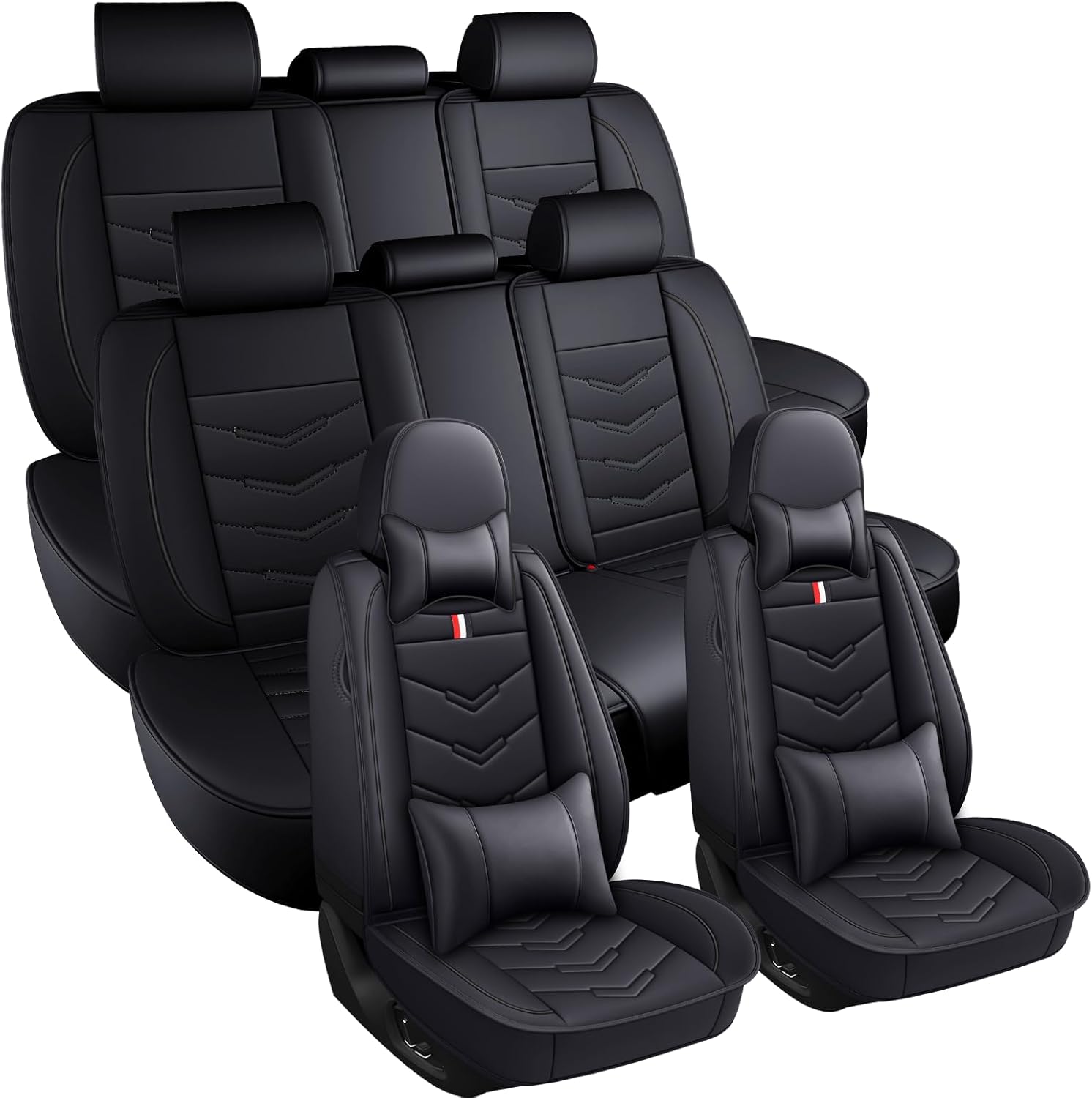 Car Seat Covers 7 Seats for Infiniti QX60 2013-2025, Waterproof Durable Leather Vehicle Cushion Covers, Breathable Full Coverage Seat Protector(Luxury,Black)