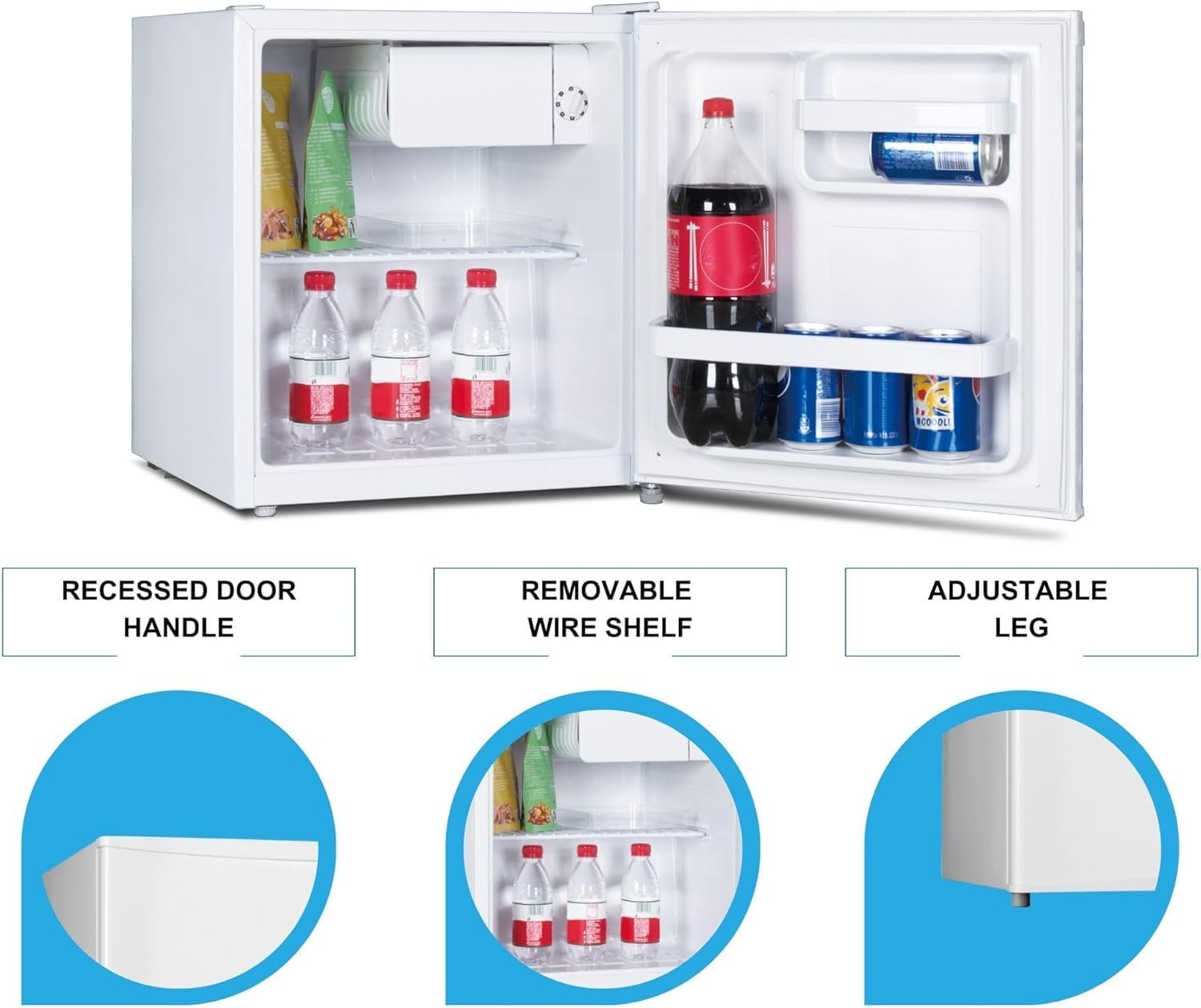 Koolatron Refrigerator - Mini Fridge With Freezer For Kitchen, Bedroom, office, Dorms, Cool Storage For Wine, Beverages, Compact Free Standing, Neveras Pequeñpara, 1.7 Cubic Feet Capacity, White