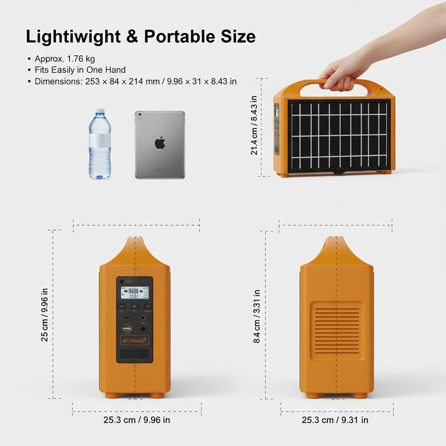 Portable Solar Generator Foldable Panel, 100W Solar Power Bank AC Outlet LED Lighting LCD Display Camping RV Travel Outdoor Backup Energy