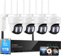 XMARTO 10X Zoom Mesh WiFi6 PTZ AI Tracking Security Camera System, 4-Cam 2K Dual Lens Kit, 10CH 4K Expandable NVR 1TB HDD, Long Range WiFi, Plug-in 24/7 Wireless Indoor/Outdoor Surveillance