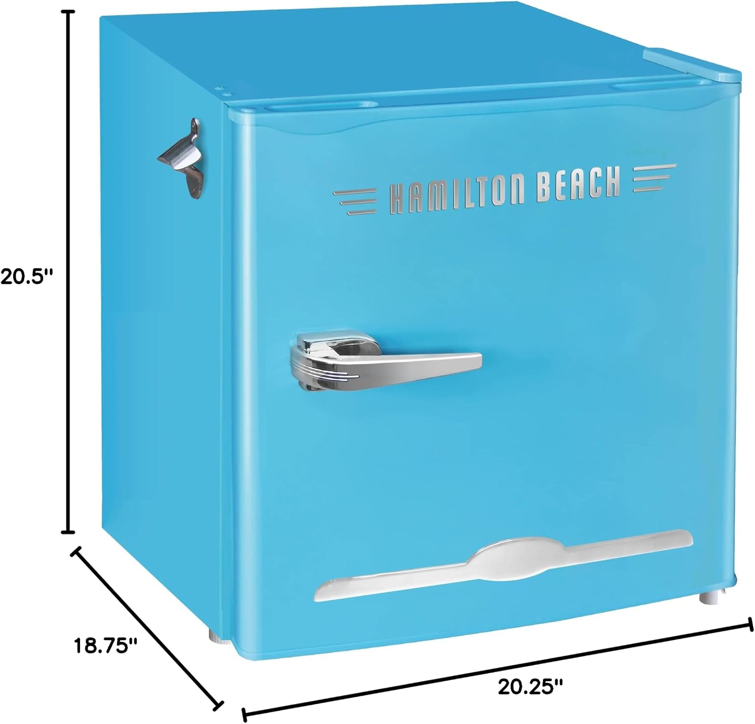 Hamilton Beach, 1.6 cu. ft. Retro Bar Fridge with Side Bottle Opener, Blue