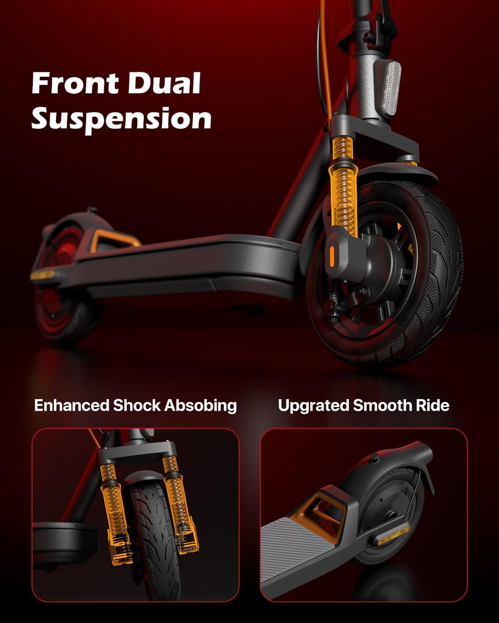 MEGAWHEELS Electric Scooter,Electric Scooter Adults Teens,10in Pneumatic Tires,350/500/600W Motor,19/31 Miles Range,15.5mph E Scooter with Smart APP Control for Commuting, Outdoor, Short Travel Gift