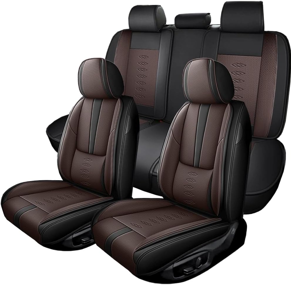Full Set Seat Covers for Acura RDX 2007-2024 2025,Leather Car Seat Cover,Soft Seat Cushion Covers with Airbag,Waterproof Automobile Seat Protectors for RDX(Black Coffee,Standard)