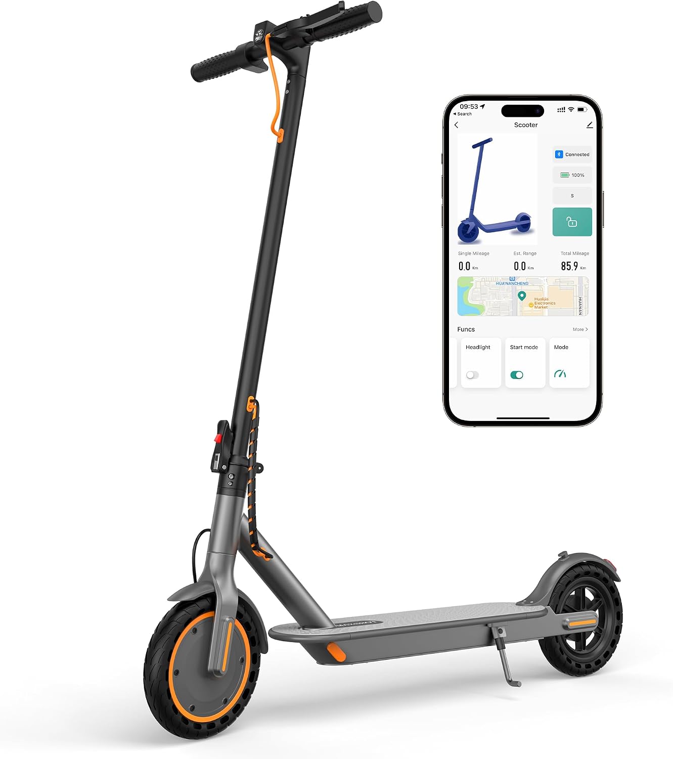 MAXSHOT Electric Scooter for Adults, 8.5/10/14' Tires, 19/22Mph, 350W/500W Motor, 21-28 Miles Range, Folding E-Scooter with Dual Suspension,APP Contro