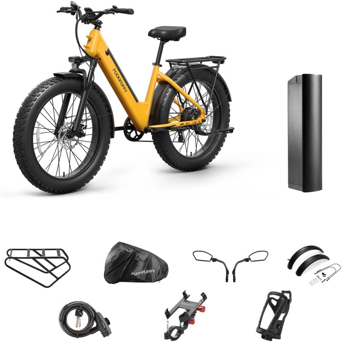 Electric Bike for Adults 960W with Extra Battery, 48V 15AH Removable Battery Electric Bicycle, 28MPH Commuter E-Bike, 7 Speed, Up to 60 Miles, All Terrain 26' Fat Tire Front Suspension, Samoyed