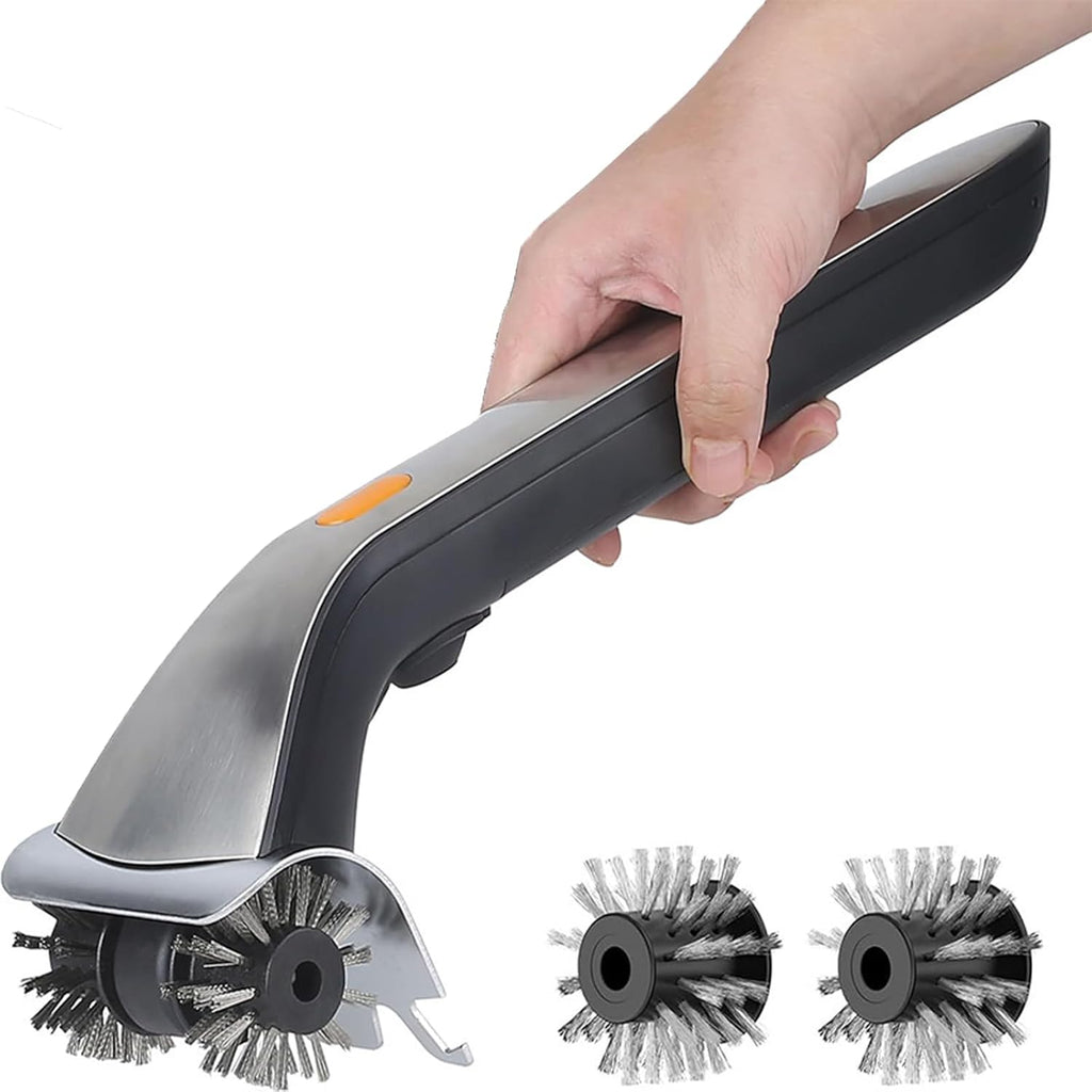 Electric Steam Grill Brush with Motorized Steel Bristles Stainless Steel Handle for BBQ Cleaning
