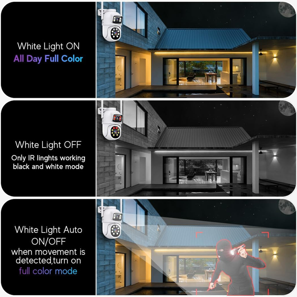 MOVOLS Wireless Security Camera System 5G/2.4G WiFi 8pcs 4MP+4MP Dual Lens Camera System,2K HD PTZ Dome Cameras System with Color Night Version, Motion Detection,3TB HDD, 16CH