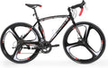 Road Bike 14-21Speed 700C Wheel with Light Aluminum Alloy Frame Commuter Bicycle with Dual Disc/V Brakes for Women and Men Black,White,Blue,Red