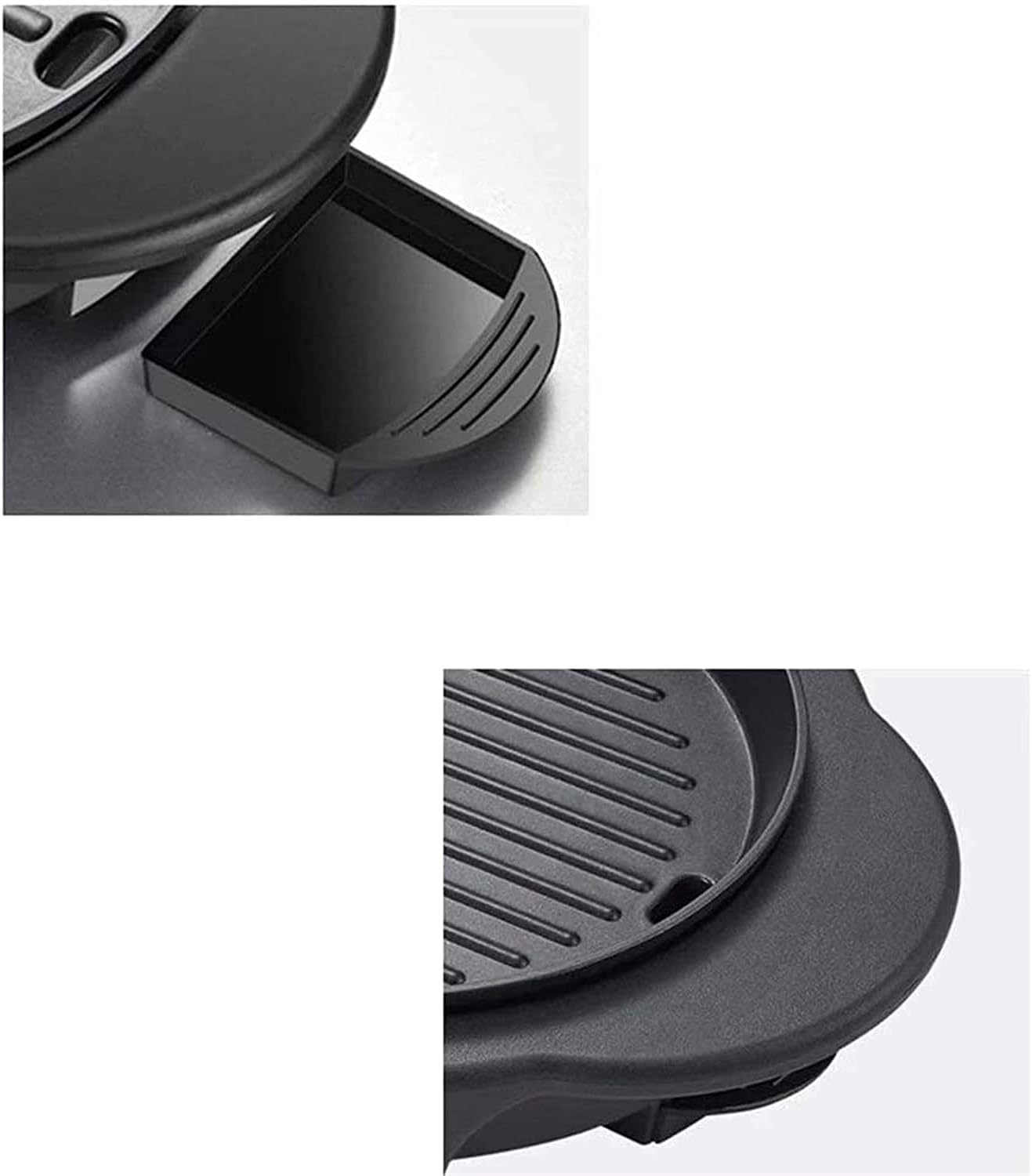 BBQ Electric Grill with Hot Pot Non-stick coating surface, Hot Pot with Glass Lid 2 in 1 Korean Electric Smokeless Grill and Hot Pot (Color : Black, Size : 63 * 26cm)