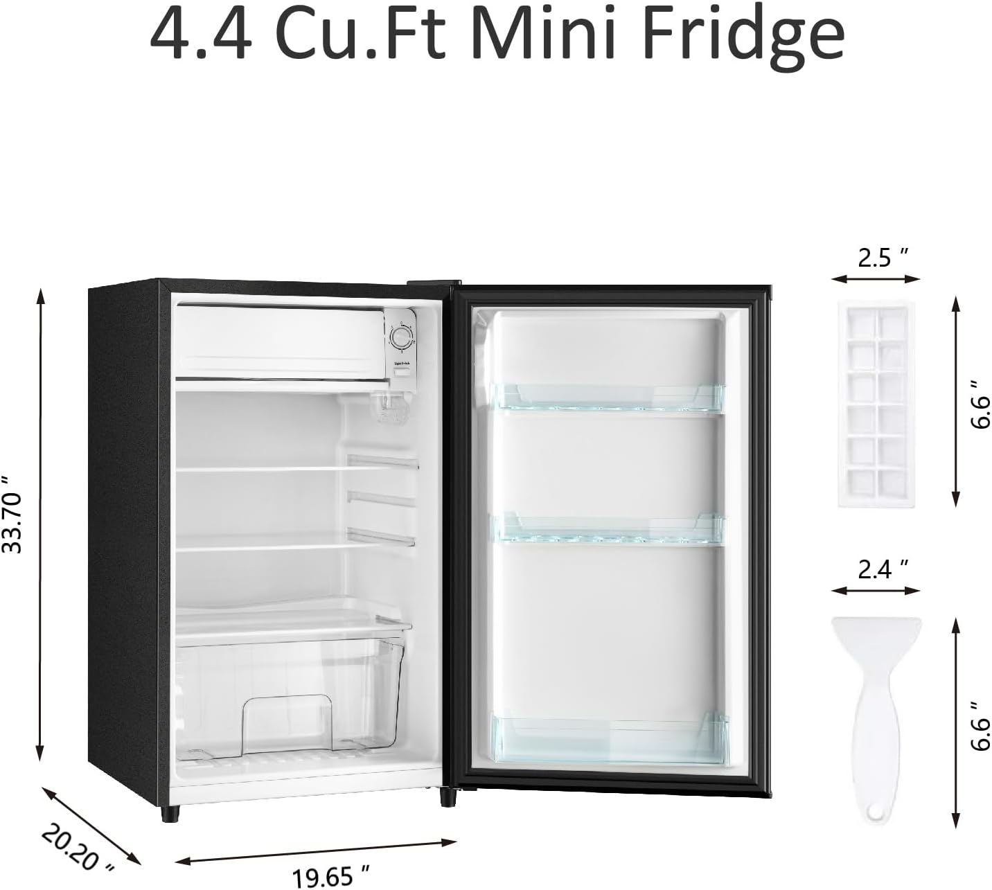 HAILANG 4.4 Cu.Ft Mini Fridge with Freezer, Single Door Mini Refrigerator, 5 Settings Temperature Adjustable, Compact Refrigerator for Apartment,Dorm, Office, Bedroom