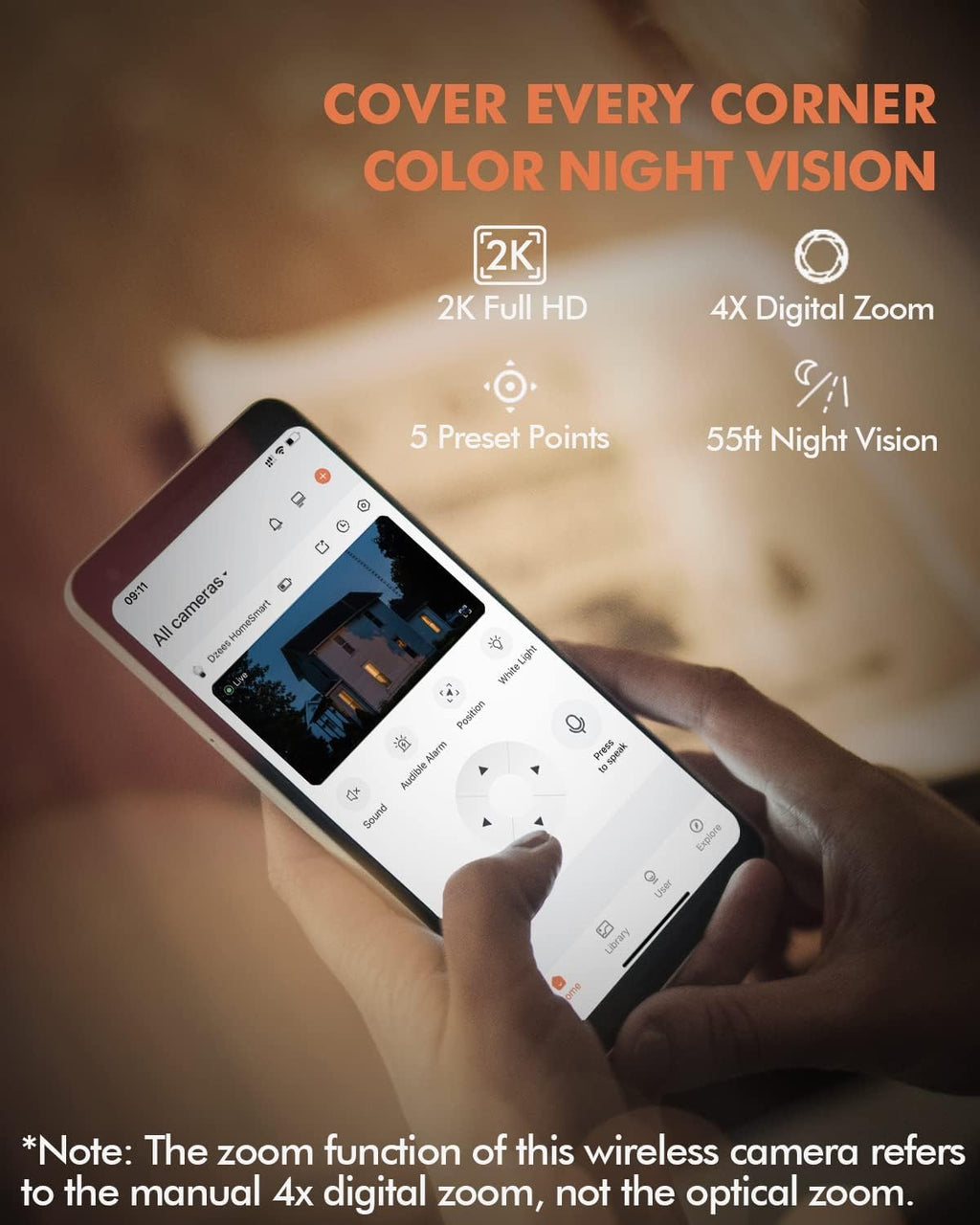 Dzees Security Cameras Wireless Outdoor, 2K Pan/Tilt 360° View Solar/Battery Powered WiFi Cameras for Home Security with AI Motion Detection,Color Night Vision, 2-Way Audio, SD/Cloud Storage - 2 Pack