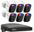 Swann Home Security Camera System,6 Cams H.265 Wired with Person Vehicle Detection, 2k 8CH Surveillance DVR Kit-Deterrent Red & Blue Lights, Color Night Vision,24/7 Recording,8468562KMQB