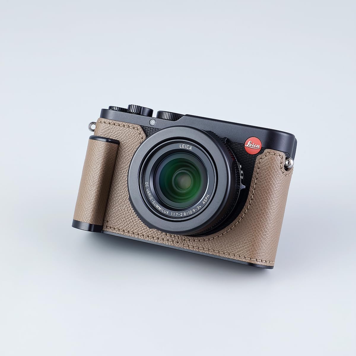 Camera Half Case for Leica D-LUX 8, Vintage Metal Genuine Leather Instant Camera Protective Cases Stylish Portable Shockproof (Grey)