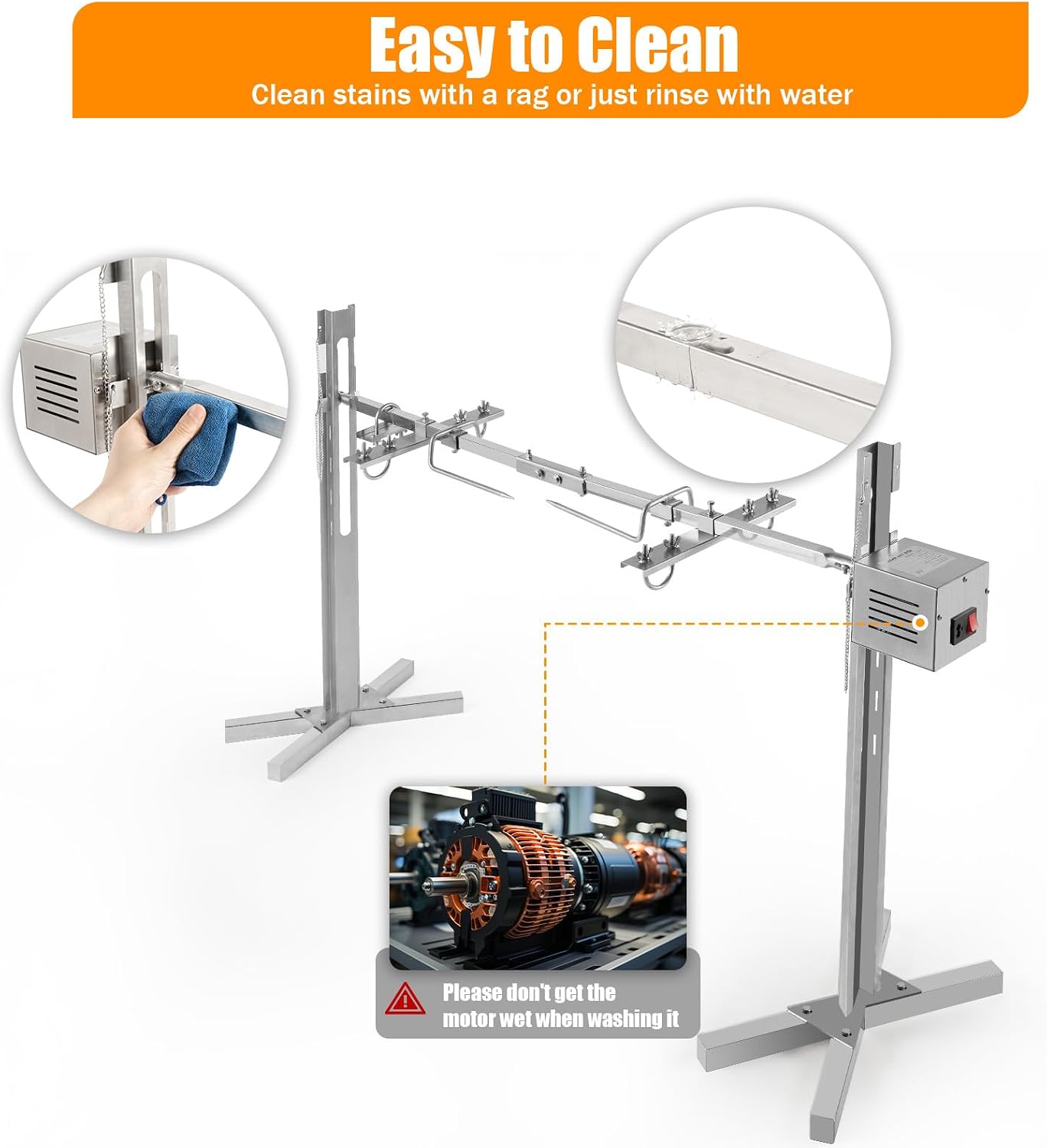360° Rotation Barbecue Rack, Adjustable Height Electric BBQ Grill Hanging Large Spit Roaster Outdoor Barbecue Rack for Wilderness and Camping, 88.18 Max Load