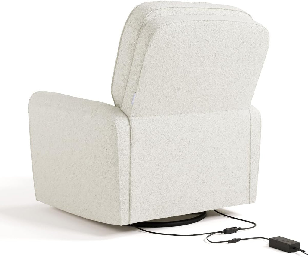 Storkcraft Amalfi Deluxe Power Recliner Swivel Glider – Premium Electronic Nursery Rocking Chair, Oeko-TEX 100 Certified, Includes Dual-USB Charging Port with USB-A & USB-C (Ivory Boucle)