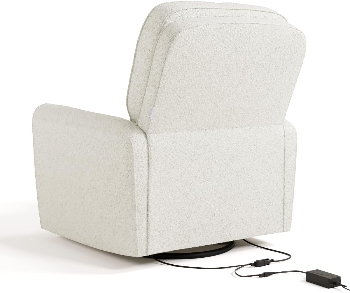 Storkcraft Amalfi Deluxe Power Recliner Swivel Glider – Premium Electronic Nursery Rocking Chair, Oeko-TEX 100 Certified, Includes Dual-USB Charging Port with USB-A & USB-C (Ivory Boucle)
