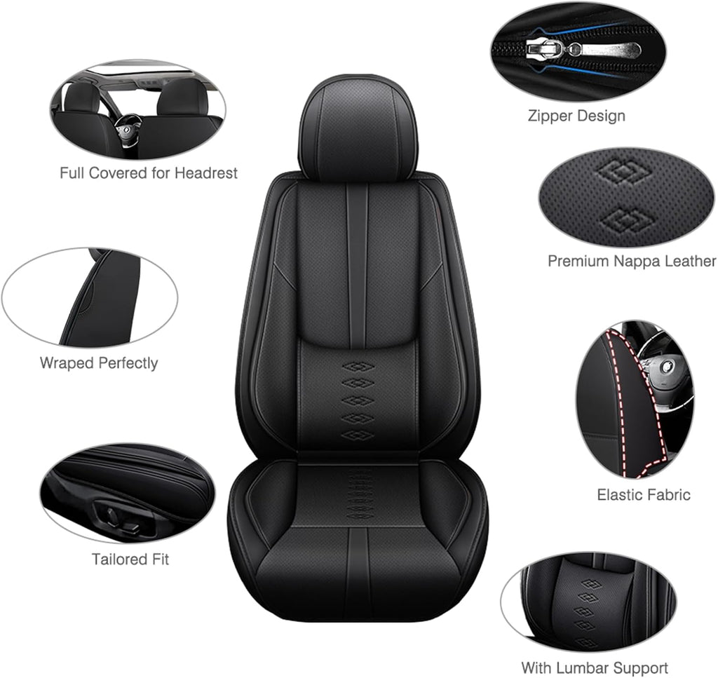 Leather Seat Covers for Jaguar XJ8 2000-2008,Premium Car Seat Covers Full Set,Waterproof Car Seat Protectors with Airbag,Comfort Interior Cover Seats for Cars(Black)