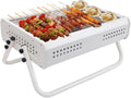 Portable Charcoal Grill Tabletop Charcoal Grill with Handle Portable BBQ Grill Outdoor Barbecue Grill for Camping Picnic BBQ Grill for Outdoor(White)