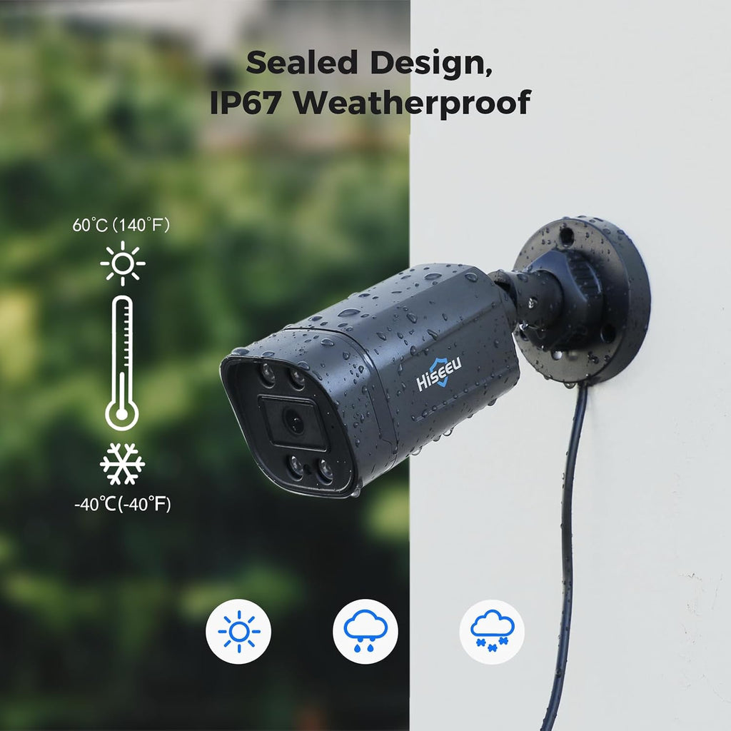 Hiseeu 3K Wired Security Camera System with Audio,3TB HDD,5MP 8CH Surveillance DVR,8 X5MP Security Cameras,Dual Light,Human/Vehicle Detection,Smart Playback for Home Security