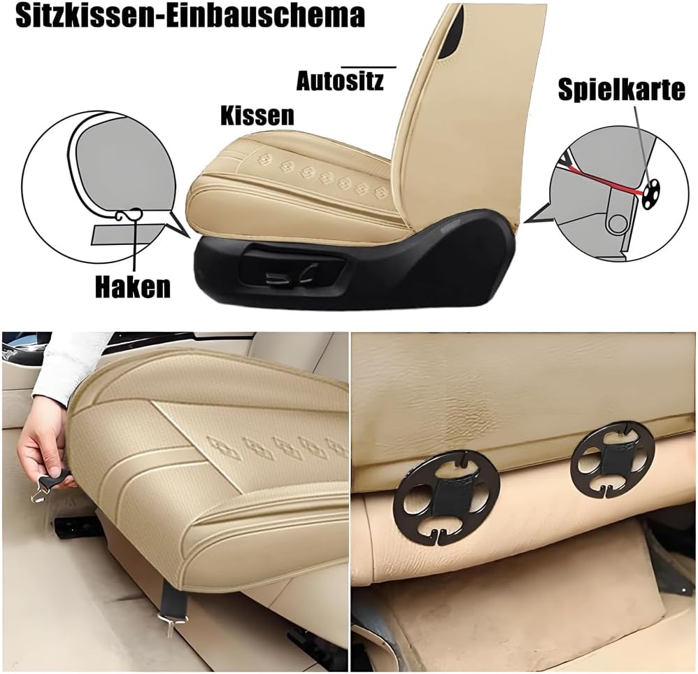 Car Seat Covers for Journey,for Dodge Journey 2009-2020,Leather Front Seat Covers,Airbag-Compatible Car Seat Protectors,Waterproof Seat Cover for Cars(Beige,2PCS/with Pillows)