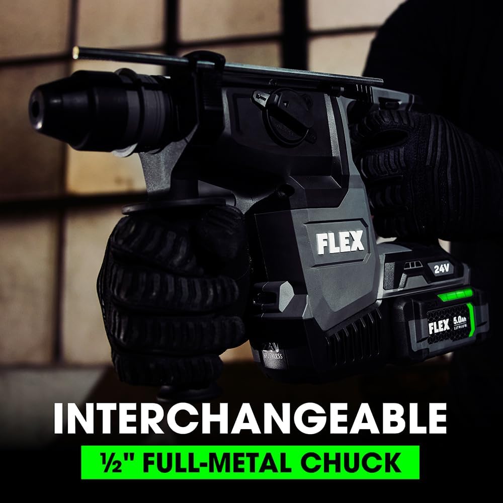 FLEX 24V Brushless Cordless 1-Inch SDS Plus 1.9 Ft-Lbs Torque Rotary Hammer Tool Only, Battery and Charger Not Included - FX1551A-Z