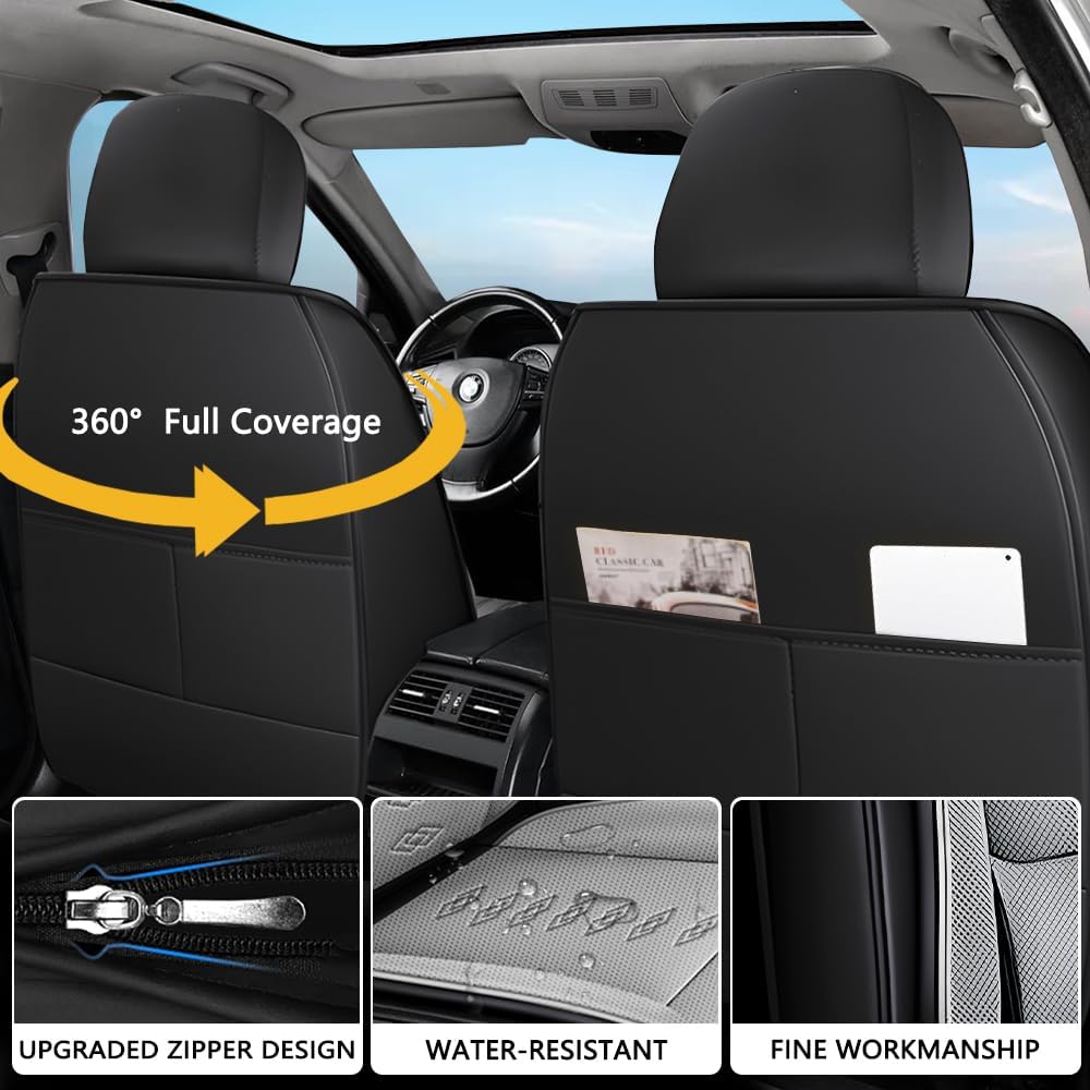Front Seat Covers for Subaru Outback 2000-2024 2025,Leather Car Seat Covers,Soft Interior Accessories Seat Cushion Cover,Waterproof Automobile Seat Protectors for Outback(Black Gray,Standard)