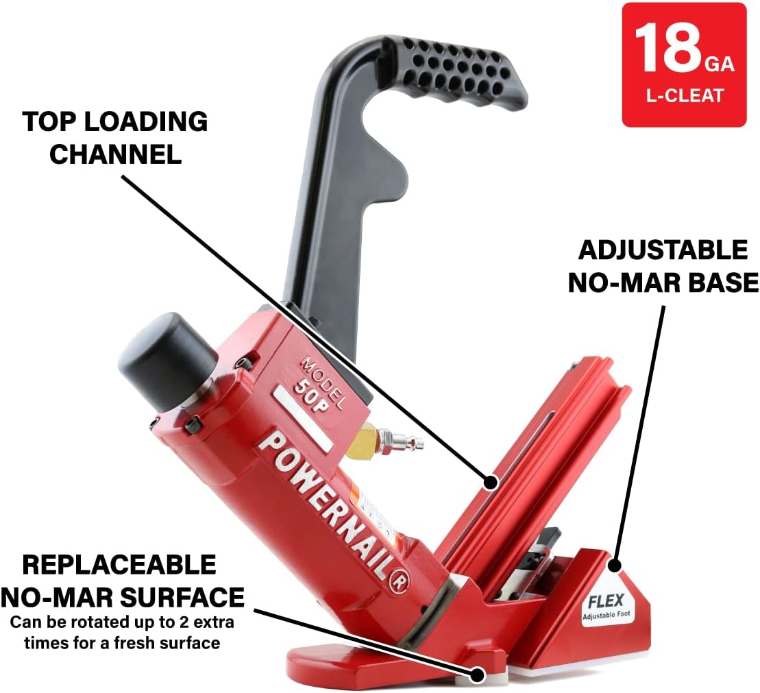 Powernail 50PFLEXW Pneumatic 18 Gauge L-Cleat Flooring Nailer with Flex Adjustable Base