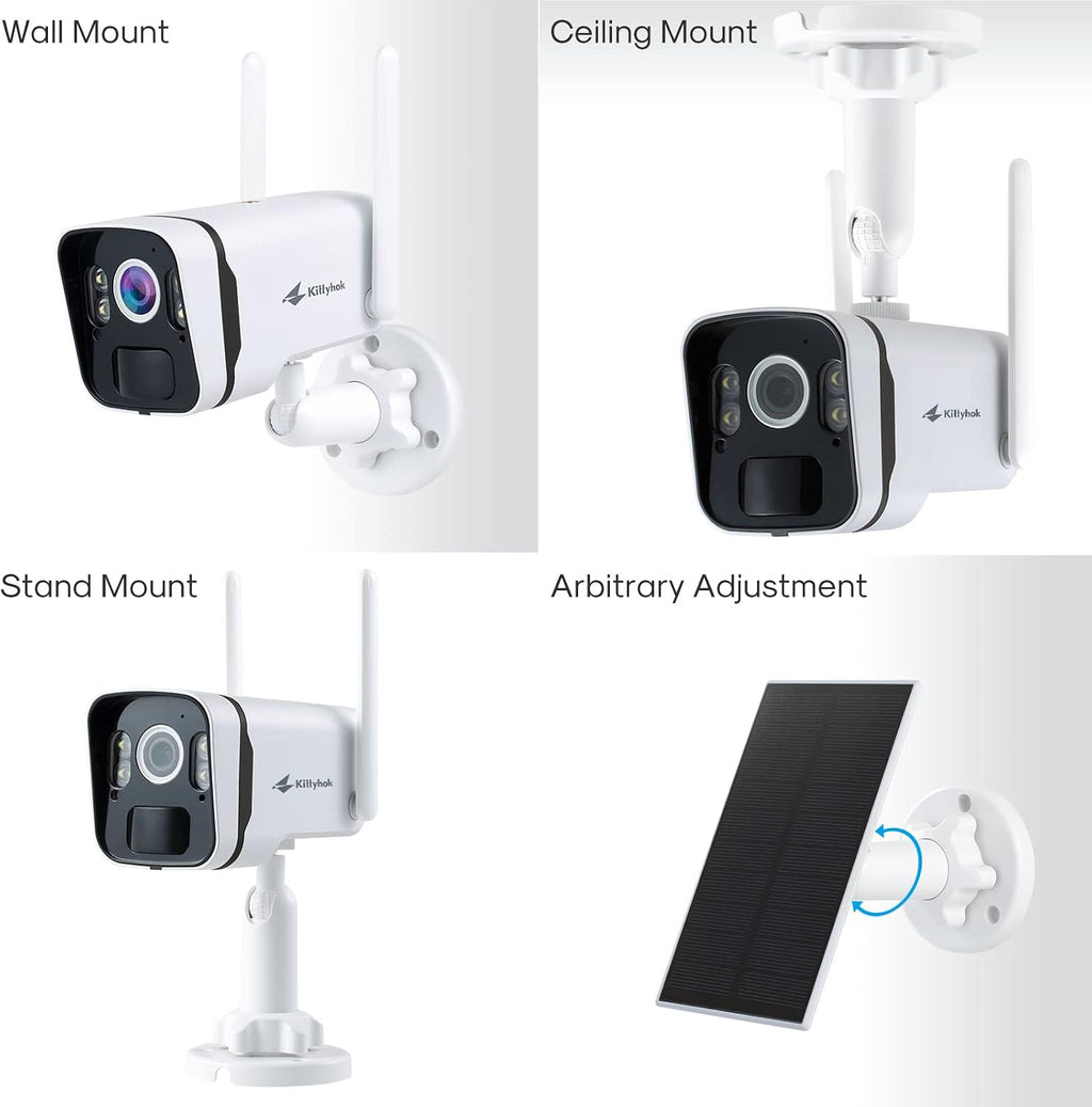 Kittyhok Solar Home Security Camera System, 4pcs 2k Ultra Solar Security Cameras Wireless Outdoor, Smart Human Detection, Spotlight, Forever Power, 10CH NVR, 60 Days Local Storage, 0 Monthly Fee