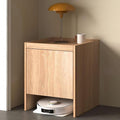 Robot Vacuum Stand Cabinet,Storage Cabinet with Doors and Drawers for Robot Vacuum Cleaner,Wood Bathroom Cabinet,Side Table for Living Room, Home Office(Brown,H65cm/25.6in)