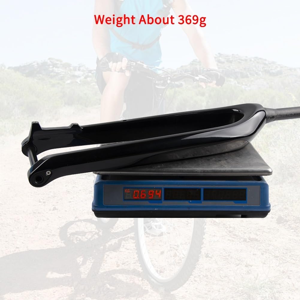 27.5/29inch Carbon Fiber Rigid Mountain Bike Fork 110 * 15mm Thru Axle Boost Disc Brake 1-1/2' Tapered Tube Rigid Fork T800 Bicycle Front Forks Super Light(Matte Black,27.5')