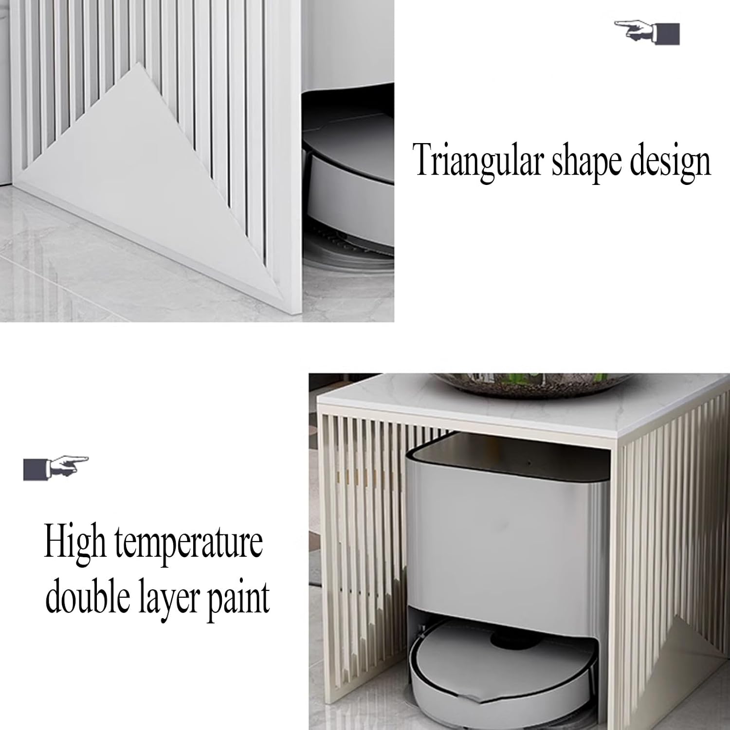 Self Emptying Robot Vacuum Cleaner Small Storage Cabinet, Small Bedside Tables for Small Spaces, Side Table for Living Study Room, Nightstands for Bedroom(Beige,50 * 40 * 80cm)