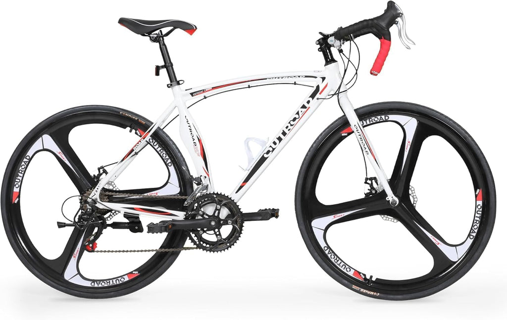 Road Bike 14-21Speed 700C Wheel with Light Aluminum Alloy Frame Commuter Bicycle with Dual Disc/V Brakes for Women and Men Black,White,Blue,Red