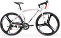 Road Bike 14-21Speed 700C Wheel with Light Aluminum Alloy Frame Commuter Bicycle with Dual Disc/V Brakes for Women and Men Black,White,Blue,Red