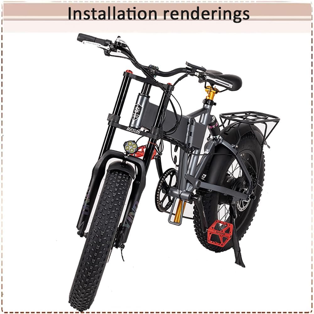 BUCKLOS 20 inch 4.0 Fat Tire E-Bike Air Suspension Fork, 180mm Travel Spacing Hub 135mm Straight Tube MTB Manual Lockout 9mm QR Mountain Bike Double Shoulder Electric Bicycle Front Forks Snow Beach