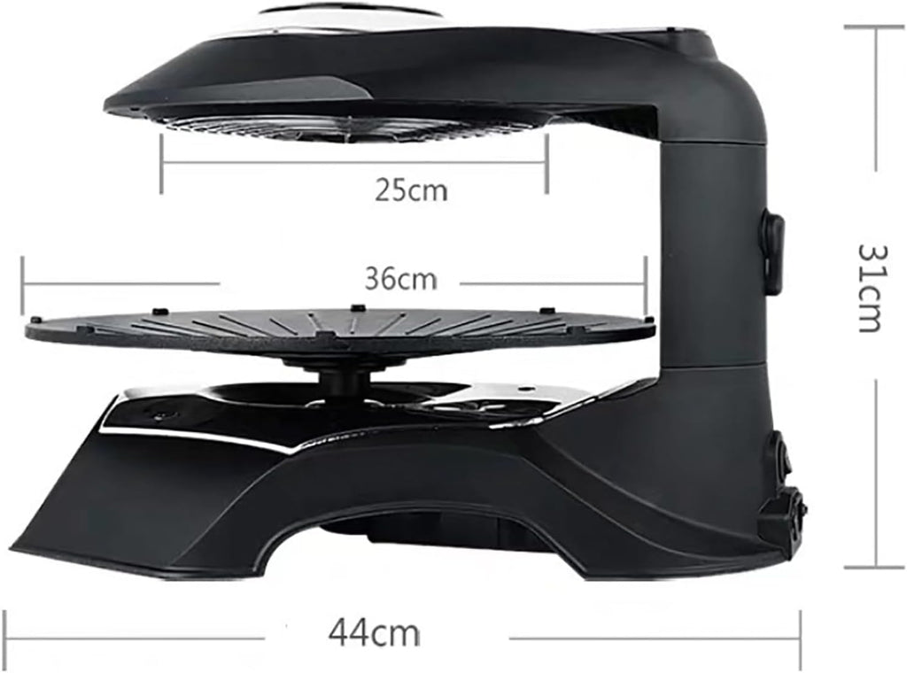ERICAT Smokeless Indoor Grill, 1400W Smokeless Barbecue Machine with LCD Display Screen, 360° Automatic Rotating Baking Pan and Adjustable Temperature Range, Removable Baking Pan, for Party, Camping