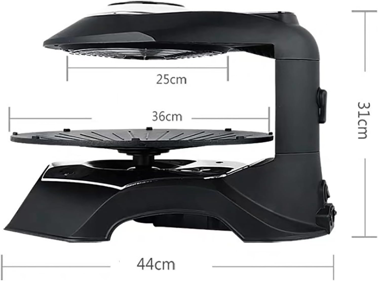 ERICAT Smokeless Indoor Grill, 1400W Smokeless Barbecue Machine with LCD Display Screen, 360° Automatic Rotating Baking Pan and Adjustable Temperature Range, Removable Baking Pan, for Party, Camping